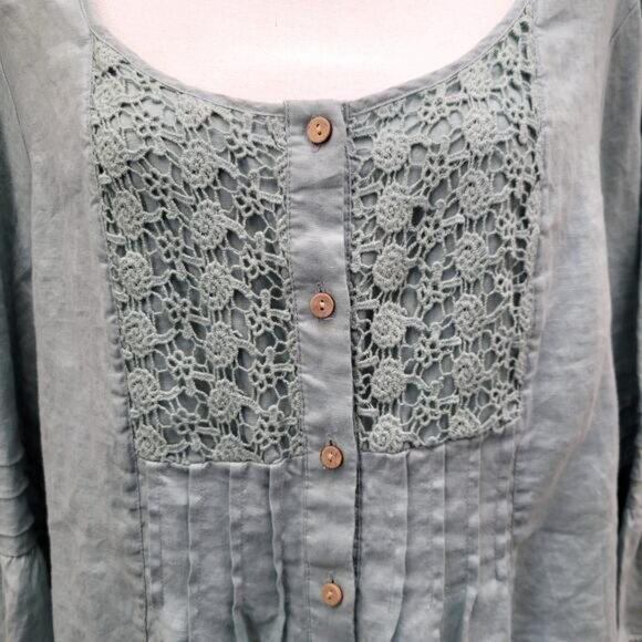 Soft Surroundings Tunic Top XL Mint Green Linen - Picture 5 of 10